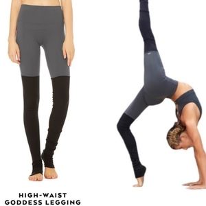 Alo Yoga Goddess Leggings Balletcore Gray & Black Women's Size XXSmall XXS